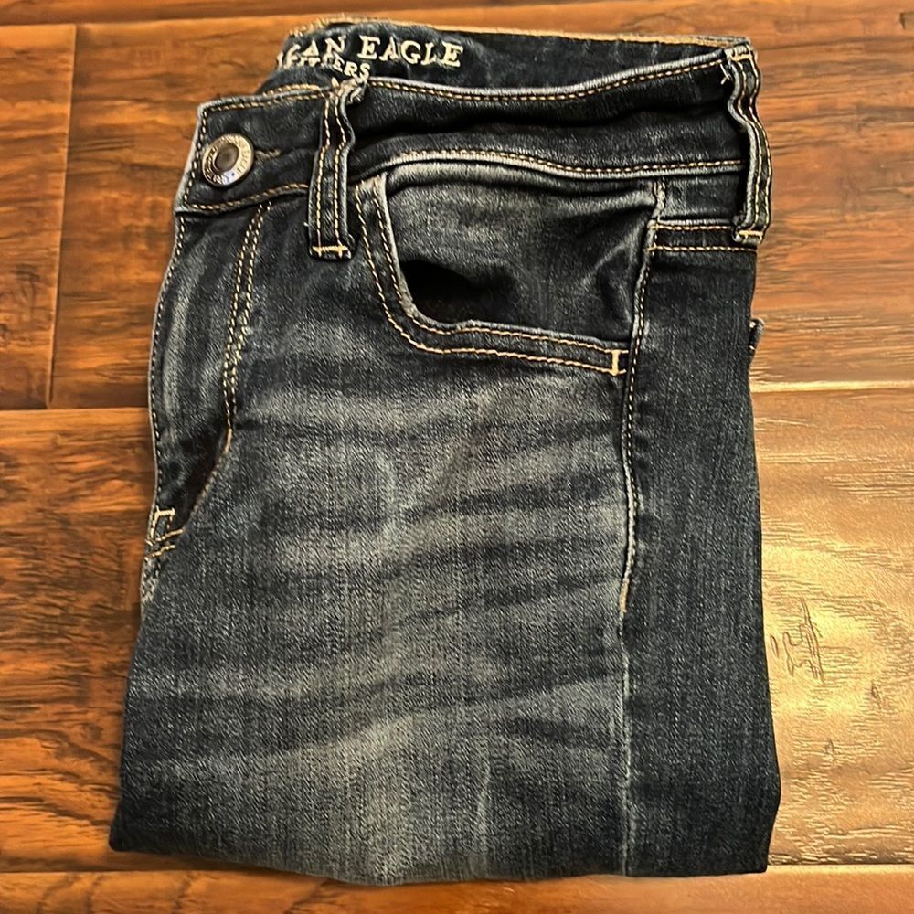 American Eagle Factory Blue Distressed Denim Jeggings Festival Casual Co…